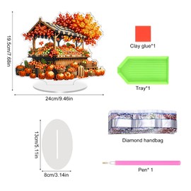 DIY Diamond Painting Table Decoration, Diamond Painting Standing Art Set, Diamond Painting Stand Decoration Autumn Diamond Painting Ornament for Children Adults, Table Decoration Crafts for Autumn (B)