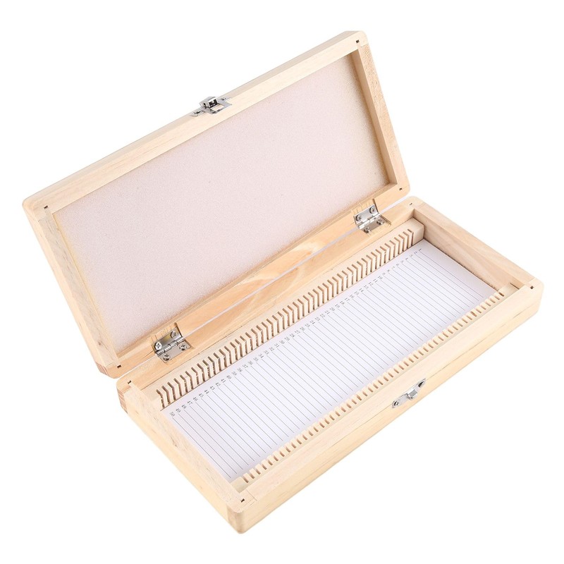 Lyaciomn Wooden Slide Storage Box, Holds 50 Slides, Microscope Slide