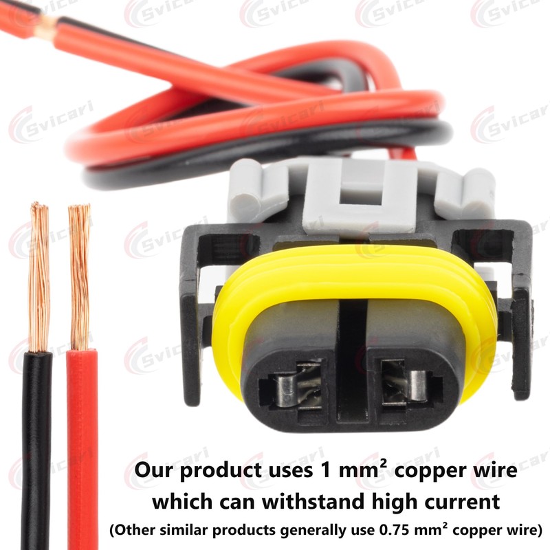 Svicari High/Low Beam Headlights Pigtail Connector Wire Harness Fit for