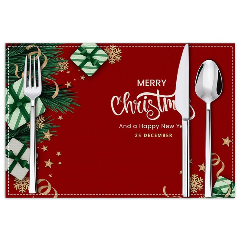 MinniLove Christmas Tree Pattern Placemats Nordic Linen Absorbent Thick Heat