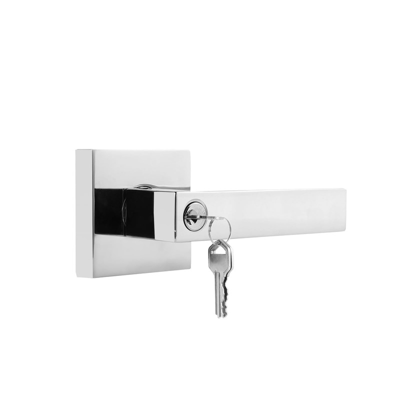 Gobrico Heavy Duty Entry Door Handle Polished Chrome Keyed Entry