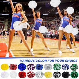 Supkiir 4Pcs Cheerleading Pom Poms for Cheerleader Costume Women, 2 Pair Cheer Pompoms for Boy Girl School Sports Games Team Spirit Cheering Dancing (All White New)