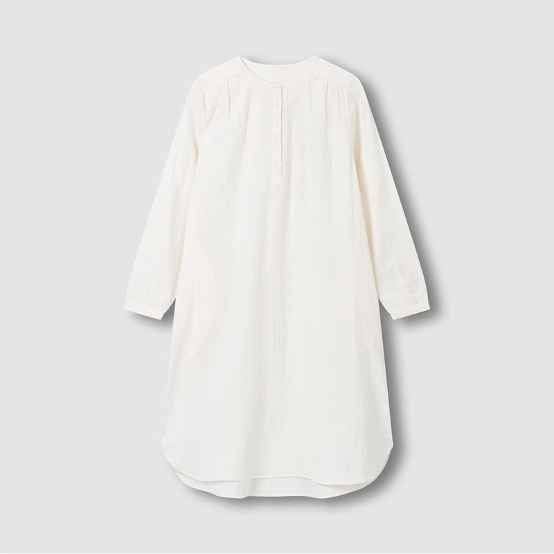 자주 JAJU [JAJU] Women's Double Cloth Shirred Pajama Dress -