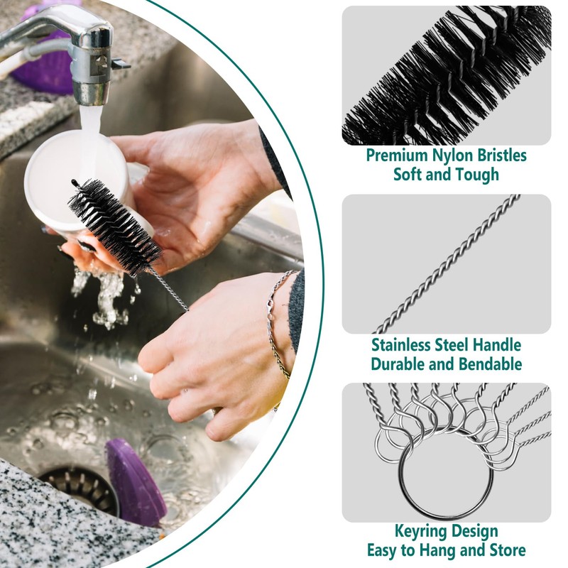 Geiomoo Bottle Brush, Bottle Hose Brush Set, Cleaning Brushes for