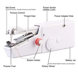 Mini Sewing Machine, 29 Pieces Hand Sewing Machine Portable with Sewing Kit, Portable Electric Quick Stitch Tool for Various Fabrics, Quick Stitch Tool for Clothes, Fabrics DIY, White