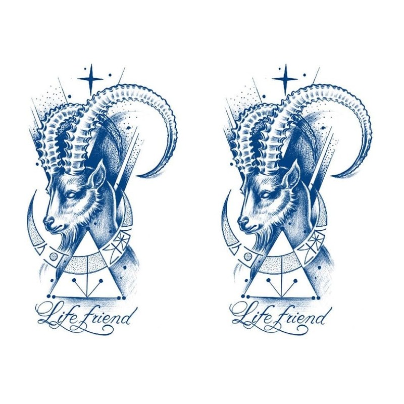 GZ797x2 Temporary Capricorn Tattoo, Aries Tattoo, Semi-Permanent Animal Tattoo, 2
