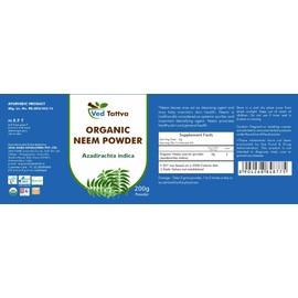 Ved Tattva Organic Neem Powder (Azadirachta indica) Natural Neem Leaves Powder, 200 Gms