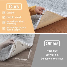 Rug Grippers, Triangle Anti Slip and Non Curling Carpet Gripper, Keep Rug in The Place and Protect Floor Washable and Reusable Rug pad, Non-Trace Removable Rug Tape for Hardwood Floor (Clear, 16 pcs)