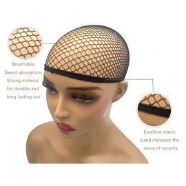 Bestac 6 Pieces Wig Caps, Black Mesh Wig Cap Net Weaving Closed End Wig Caps for Woman, Men, Kids