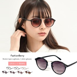 FashionBerry 99% UV Protection Lenses, Gold Bridge, Boston Shaped, Sunglasses, Date Glasses, Eye Friendly, No Fatigue, Small Face Effect, Fashion Glasses, Lightweight, UV Protection UV400, Demi ×