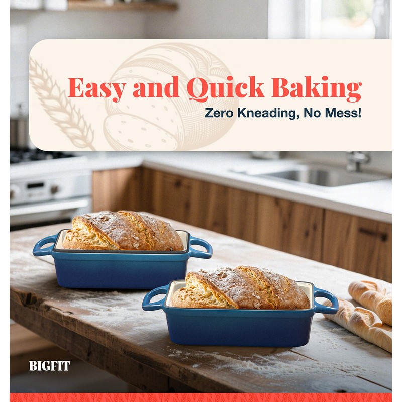 2 IN 1 Cast Iron Bread Loaf Pan with Lid,