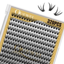 QUEWEL Self Adhesive Eyelashes Natural Look, No Glue Needed Lash Clusters with Eyelash Clusters Tweezer, 32 Pcs Reusable Lashes Self Adhesive for Beginners, DIY Lash Extensions for Home Use(ZN-05)