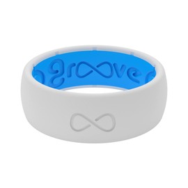 Groove Life Solid Snow/Blue Ring - Breathable Silicone Wedding Rings for Men, Lifetime Coverage, Unique Design, Comfort Fit Ring - Size 14