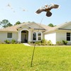 eyijklzo Bird Scarer Hawk Flying Kite with 13ft Telescopic Pole-White