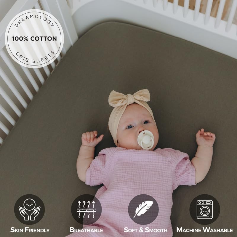 Dreamology Cot Sheet, Cotton Fitted sheet, Soft and Breathable Fitted