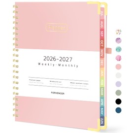 Forvencer Academic Planner 2026-2027, Hardcover Calendar Planner Weekly & Monthly, July 2026 - June 2027, 8.5" x 11", Daily Agenda with Tabs, College School Organizer for Student Teacher, Pink
