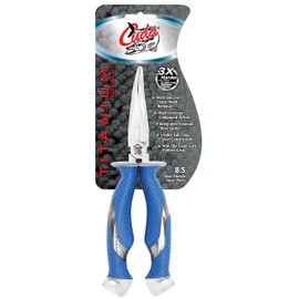 Cuda Brand Fishing Products, Titanium Bonded Pliers, 8.5" Bent Needle Nose, Blue (18829)