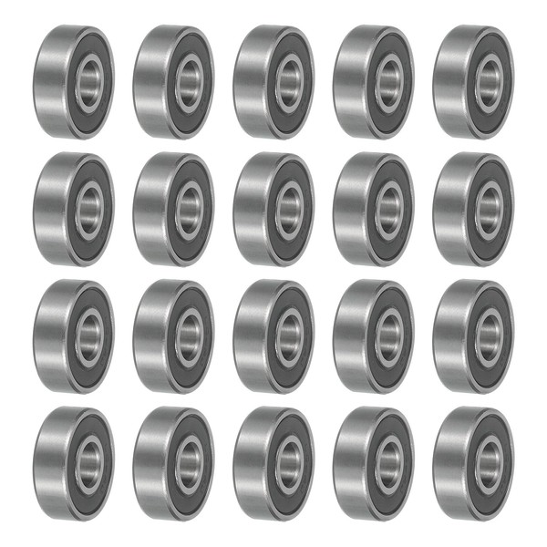 sourcing map 20 Pcs 608RS Deep Groove Ball Bearing, 7.65