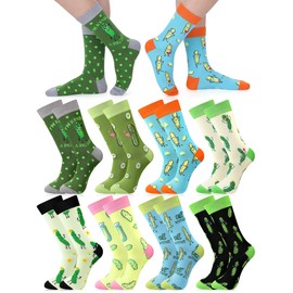 Silicherry 8 Pairs Funny Pickle Socks Novelty Dill Socks Cotton Crazy Crew Socks Gifts for Pickle Lovers Women Men (Mid Calf)