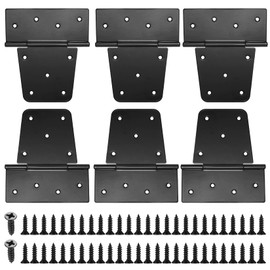 Foldable, Pack of 6 Heavy Duty Door Hinges, Black T Door Hinges for Wooden Doors, Garden Gate Outdoor Hinges, with 54 Screws Included