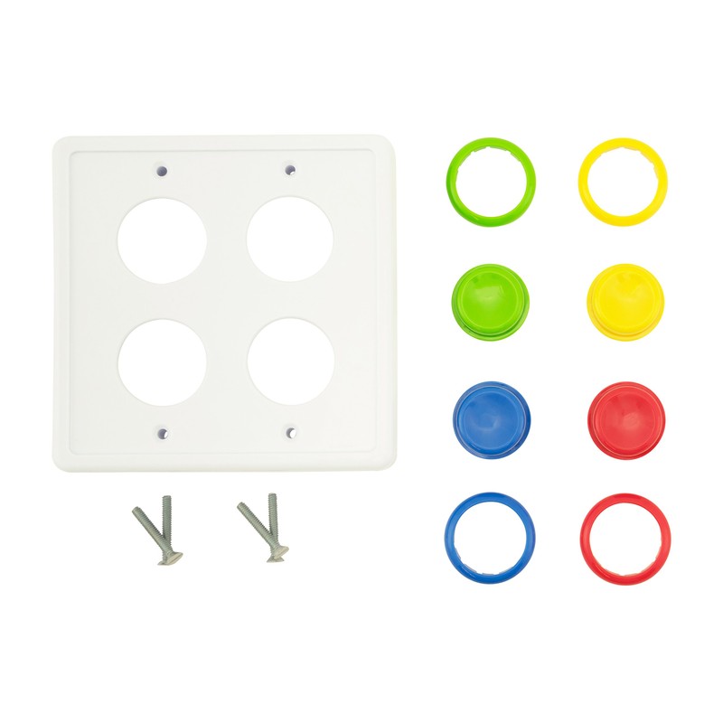 Arcade Light Switch Plate Cover, (White/Red,Blue,Green,Yellow) Double Switch, 2-Gang Standard