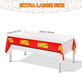 Pajean 1 Pack 54" x 108" Red White Plastic Tablecloth Pleated Classic All-Season Birthday Tablecloth Cartoon Anime Table Cover Video Game Table Decorations Cartoon Video Game Birthday Party Supplies