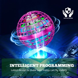 MLCLL Flying Ball Toys，Hover Boomerang，Globe Shape Magic Controller Mini Drone，RGB Lights Spinner 360 Rotating Spinning，Cool Stuff Birthday Presents for Boy Girl Teens 6+ Year (Orchid)