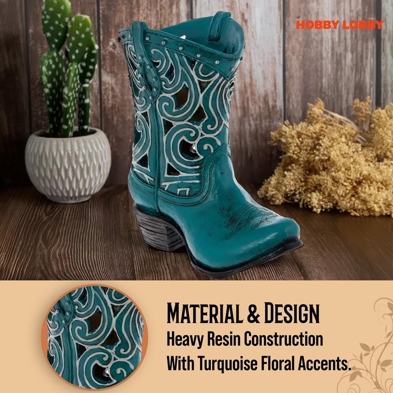 Hobby Lobby Turquoise Cowboy Boot Vase