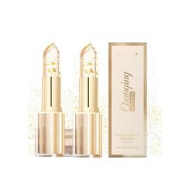 Pack of 2 Women's ColourChanging Lipstick with Gold Leaf, Adjustable Ph-Adaptive, Lipstick with Smoother, Creamy and Moisturising, Suitable for Lip Care with Colour Essence
