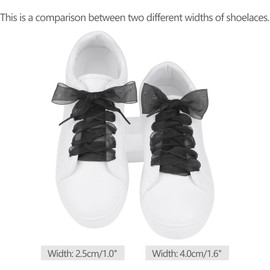 Allegra K Laces, Transparent, Clear, Ribbon, Flat Laces, Stylish, Width 1.0 inches (2.5 cm), 2 Pairs, Black