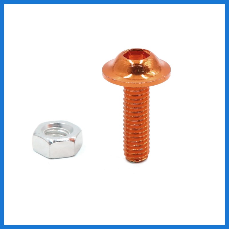 VekAuto 25pcs M6 Orange Aluminum Alloy Head Motorcycle Bolts Screws