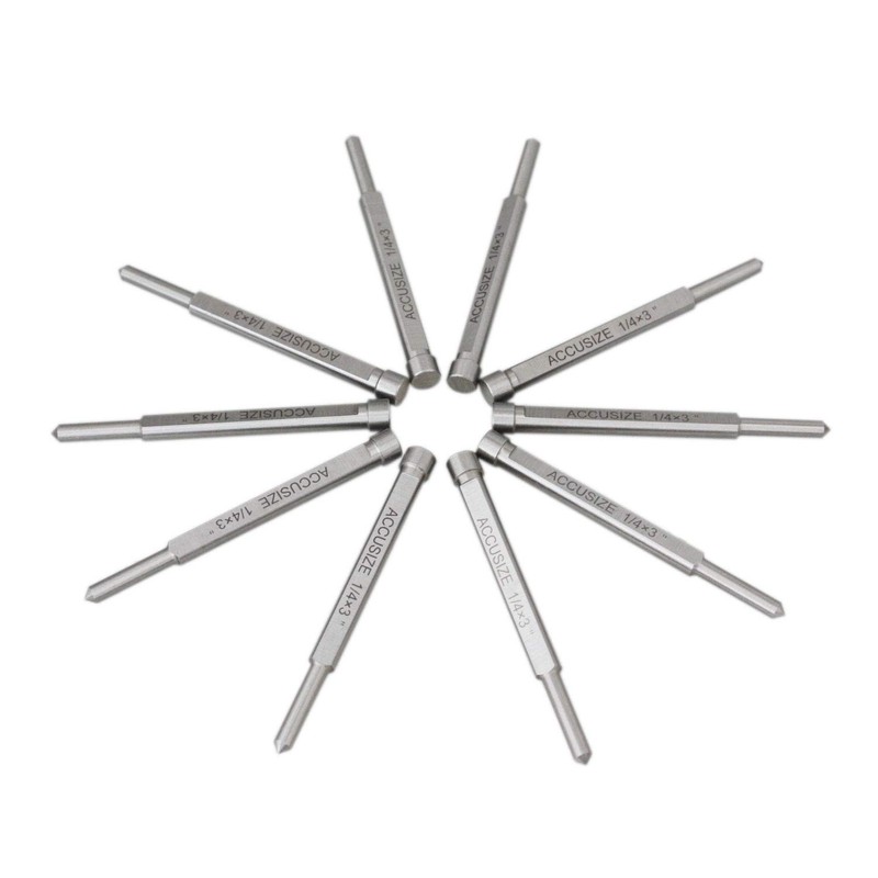 Accusize Industrial Tools 1/4" x 3" Pilot Pins for Annular