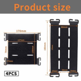 Xiciki Pack of 4 Molle patch panel tactical patches, tactical vest patches, Molle patch panel for outdoor backpacks and tactical equipment, hook and loop converter, hand strap, black