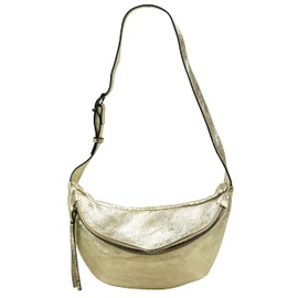 SH Leder Fania G697 Women's Genuine Leather Unisex Chest Bag for Festival Travel Medium Waist Bag Crossbody Bag Women Leather Bag 37 x 21 cm, gold, rozmiar
