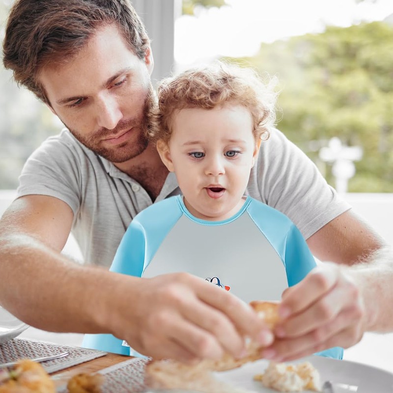 Lvjkes Bibs with Sleeves, Sleeve Bibs Baby, 2 Pack Waterproof