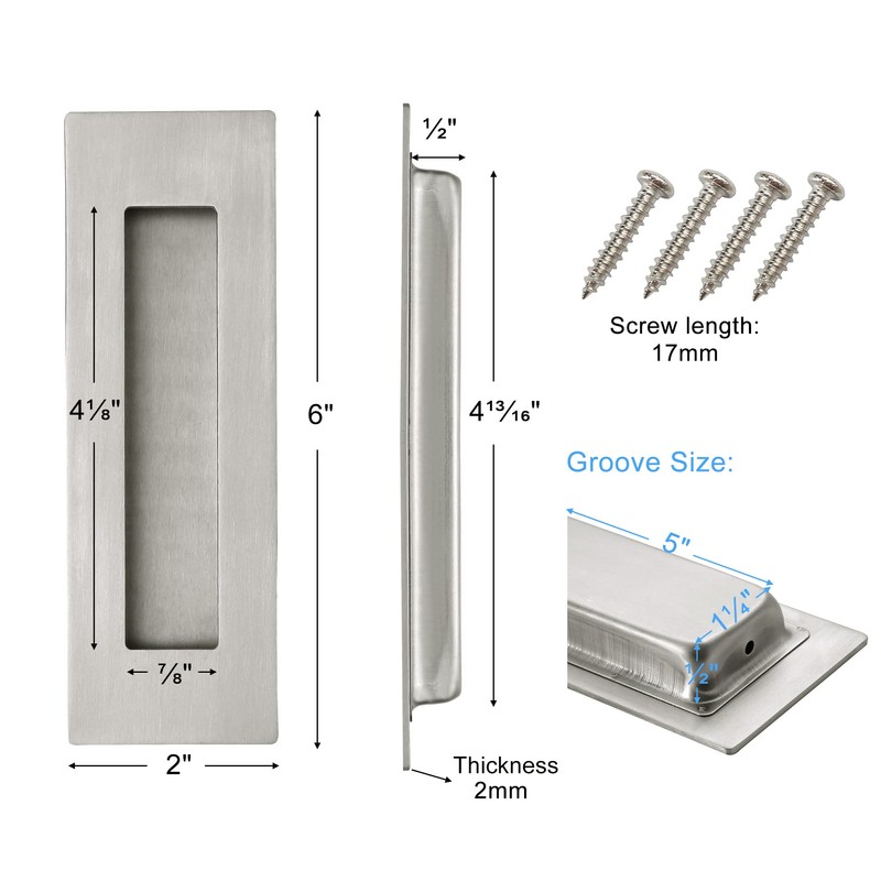 Malimali Pocket Door Pull and Edge Set, Stainless Steel Hardware