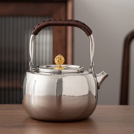 IwaiLoft IWL1078 "Pole" Kettle, Stainless Steel Kettle, Teapot, Gas Fire, IH, Compatible with All Heat Sources, Simple, 1.2L (Full Moon, 1.2L)