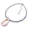 Cowrie Shell Anklet Silver Color Glass Seed Beads with Shell