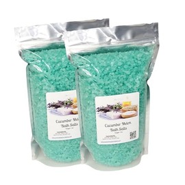 Bath Salts | 8lbs (2) 4lb Bags (128 oz.) | Cucumber Melon Scent | Epsom Salt | Sea Salt | Bathing | Body Care | Beauty | Relaxation | Spa | Pedicure | Manicure
