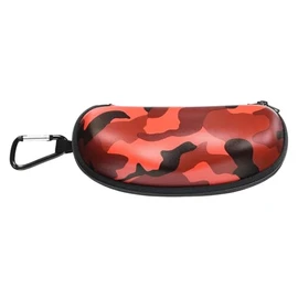 Tacy LM-7101-3 Sunglasses Case, Stylish, Hard Case, Zipper, Polyurethane, EVA, Red, Camouflage, Includes Carabiner