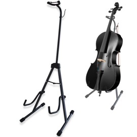 ULUOBO Cello Stand with Bow Holder, Cello Stands for 1/2, 1/4, 4/4, 3/4, 1/8, 7/8 and Full Size