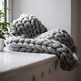 Mrisata Hand Knit Weighted Blanket for Adults, Chunky Knit Blanket, Sustainable, Breathable, Knitted Weighted Blanket, Hand Made Chunky Knit Weighted Throw Blanket for Sleep, Stress (B)