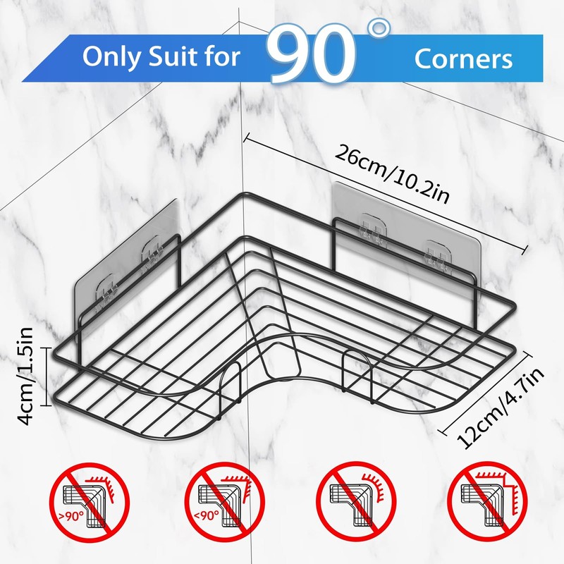 Moonlit Pond Corner Shower Caddy, 2 Pack Adhesive Shower Corner