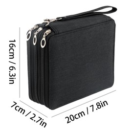 PTJJXA Coloured Pencil Holder Case, Pencil Case Large Capacity Pencil Case with 72 Slots, Portable Colouring Pencils Organiser for Students, Children, Adults, Artists, black, Classic