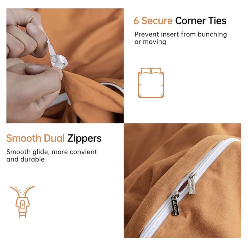 JELLYMONI Burnt Orange Duvet Cover Queen Size - 100% Washed