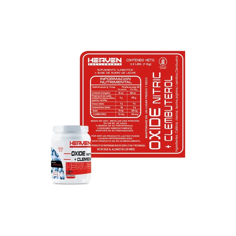 Heaven Óxido Nítrico + Clembuterol 1kg Pre Entreno Moras