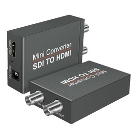 HDSUNWSTD SDI to HDMI Video Mini Converter with Audio Embedder,SDI to HDMI Adapter for SD-SDI, HD-SDI and 3G-SDI Signals SDI Loopout (Black) with Power Supply