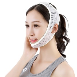 Isyou Small Face Belt, Face Belt, Small Face, V-Line, Small Face Beauty, Small Face Beauty, Chin Supporter, Double Tape, Excellent Face, Breathable, White, Unisex, Storage Bag Included