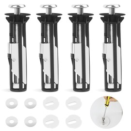 4 pcs Toilet Seat Fittings And Fixtures, Universal Toilet Seat Fixing Kit with 4 Gaskets, 5 mm Toilet Seat Screws Replacement Top Quick Release Toilet Seat Fixings for Toilet Blind Holes