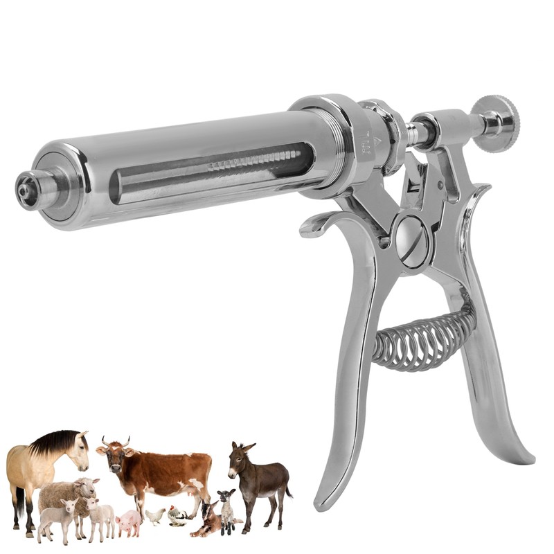 SemiAutomatic Metal AntiRust Livestock Injection Syringe for Veterinary Equipment(30ml Syringe
